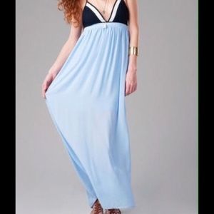 NWOT Quinn Navy/Baby blue maxi dress size Small